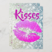 Gepersonaliseerde roze lippenstift "Kisses" Dank u Bedankkaart (Voorkant / Achterkant)