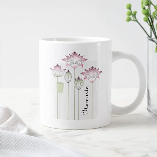 Gepersonaliseerde roze lotus bloem grote koffiekop