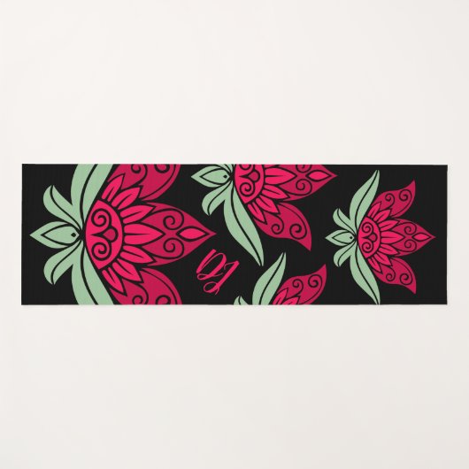 Gepersonaliseerde roze lotus bloem yogamat (Voorkant (horizontaal))
