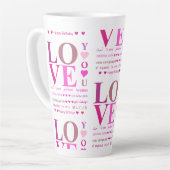 Gepersonaliseerde roze "LOVE You" in Romance talen Latte Mok (Linkerhoek)