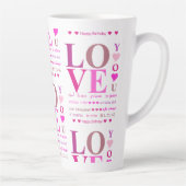 Gepersonaliseerde roze "LOVE You" in Romance talen Latte Mok (Rechts)