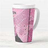Gepersonaliseerde Roze Luipaard Collage Latte Mok (Rechterhoek)