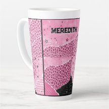 Gepersonaliseerde Roze Luipaard Collage Latte Mok