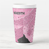 Gepersonaliseerde Roze Luipaard Collage Latte Mok (Voorkant)