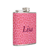 Gepersonaliseerde roze luipaard huid fles heupfles (Rechts)