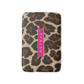 Gepersonaliseerde Roze Luipaardprint Chic Dierenpr Badmat (Voorkant Verticaal)