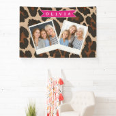 Gepersonaliseerde Roze Luipaardprint Chic Dierenpr Spandoek (Insitu)
