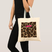 Gepersonaliseerde Roze Luipaardprint Chic Dierenpr Tote Bag (Voorkant (product))