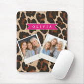 Gepersonaliseerde Roze Luipaardprint Chic Dierprin Muismat (Met muis)