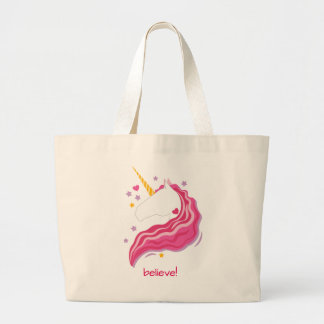 Gepersonaliseerde Roze Magische Eenhoorn Grote Tote Bag