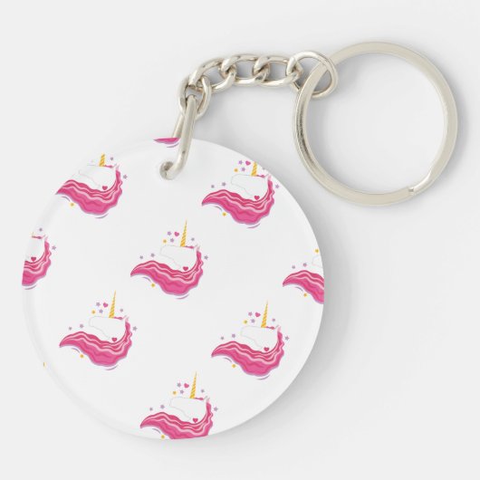 Gepersonaliseerde Roze Magische Eenhoorn Sleutelhanger (Achterkant)