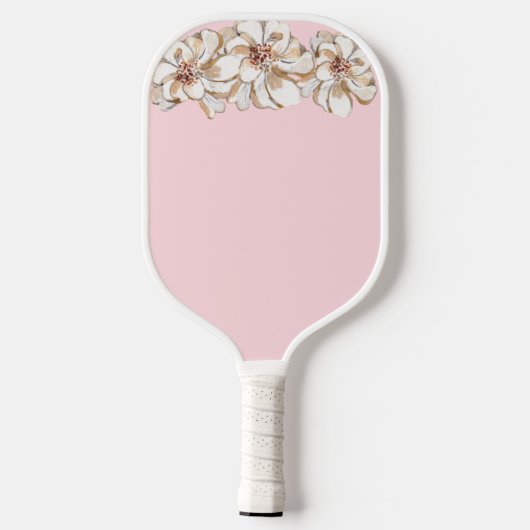 Gepersonaliseerde roze Magnolia Monogrammed Pickleball Paddle (Achterkant)