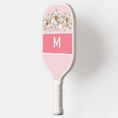Gepersonaliseerde roze Magnolia Monogrammed Pickleball Paddle (Links)