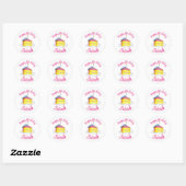 Gepersonaliseerde roze marathday-cokesglans ronde sticker (Vel)