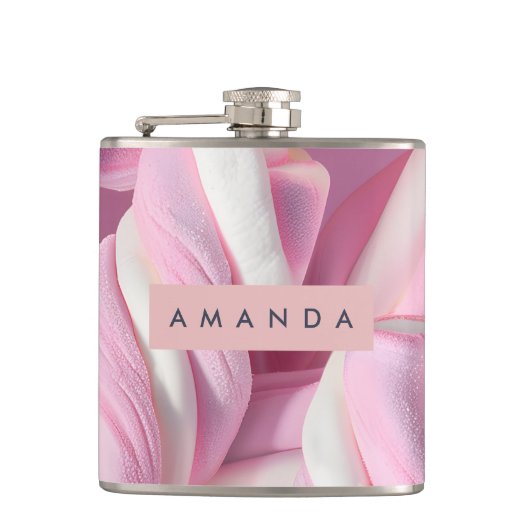Gepersonaliseerde Roze Marshmallow Twist Heupfles (Voorkant)