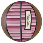 Gepersonaliseerde Roze Mauve Stripes Basketbal (Verticaal)
