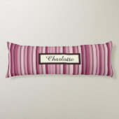 Gepersonaliseerde Roze Mauve Stripes Body Pillow Lichaamskussen (Voorkant)
