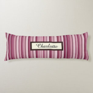 Gepersonaliseerde Roze Mauve Stripes Body Pillow Lichaamskussen
