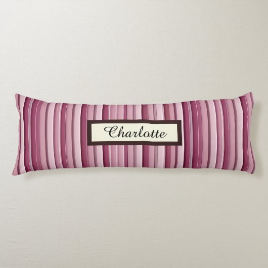 Gepersonaliseerde Roze Mauve Stripes Body Pillow Lichaamskussen (Voorkant)