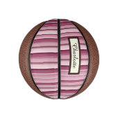Gepersonaliseerde Roze Mauve Stripes Mini Basketba Basketbal (Verticaal)
