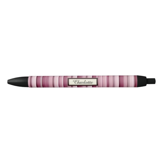 Gepersonaliseerde roze Mauve Stripes Pen (Voorkant)