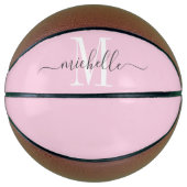 Gepersonaliseerde roze meisje monogrammed basketba basketbal (Voorkant)