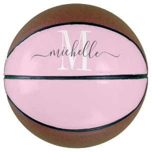 Gepersonaliseerde roze meisje monogrammed basketba basketbal