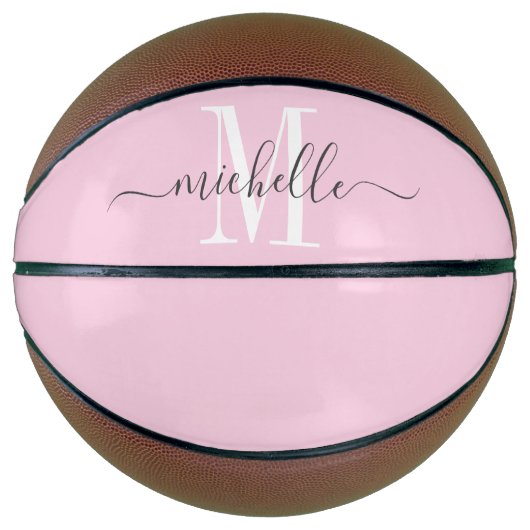 Gepersonaliseerde roze meisje monogrammed basketba basketbal (Voorkant)
