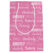 Gepersonaliseerde Roze Meisjes Naam Collage Leuke  Medium Cadeauzakje (Voorkant)