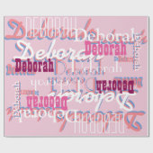 Gepersonaliseerde roze meisjes naam patroon cadeaupapier (Vlak)