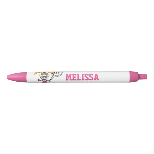 Gepersonaliseerde roze meisjes tennis Birthday par Blauwe Inkt Pen (Voorkant)