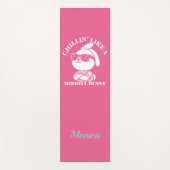 Gepersonaliseerde roze "Mindful Bunny" Yoga Mat (Voorkant)