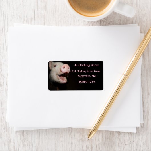 Gepersonaliseerde Roze Mini Pig Adresetiketten Etiket (Insitu)