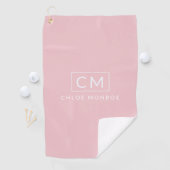Gepersonaliseerde roze minimale moderne monogram golfhanddoek (Insitu)