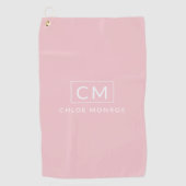 Gepersonaliseerde roze minimale moderne monogram golfhanddoek (Voorkant)