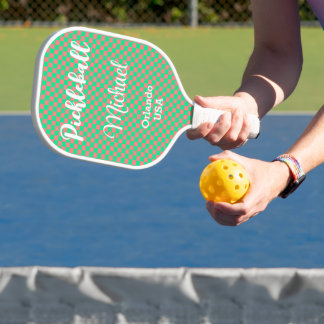 Gepersonaliseerde Roze & Mintgroene Schaakbord Pickleball Paddle