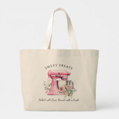 Gepersonaliseerde Roze Mixer Bakkerij Grote Tote Bag (Achterkant)