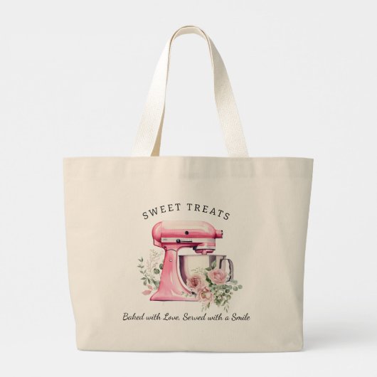 Gepersonaliseerde Roze Mixer Bakkerij Grote Tote Bag (Achterkant)