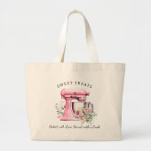 Gepersonaliseerde Roze Mixer Bakkerij Grote Tote Bag (Voorkant)