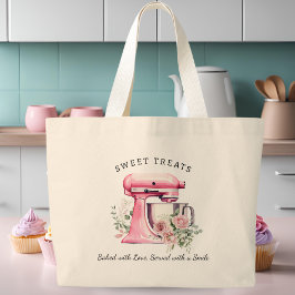 Gepersonaliseerde Roze Mixer Bakkerij Grote Tote Bag