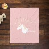 Gepersonaliseerde Roze Moderne Magische Eenhoorn K Fleece Deken