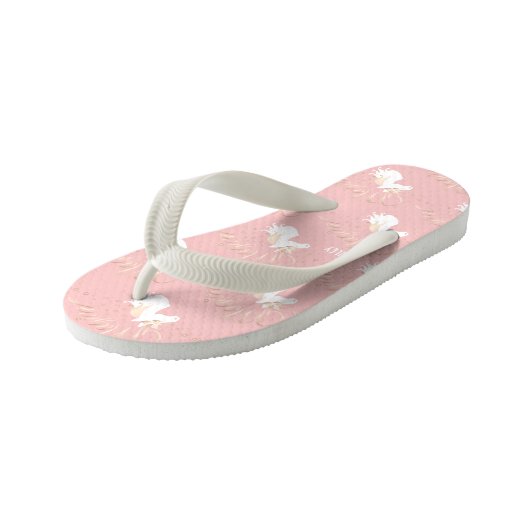 Gepersonaliseerde roze moderne magische eenhoorn m kinder teenslippers (Schuin)