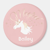 Gepersonaliseerde Roze Moderne Magische Eenhoorn Magneet (Voorkant)