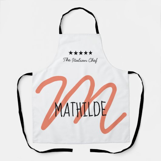 Gepersonaliseerde roze moderne script monogram schort (Voorkant)