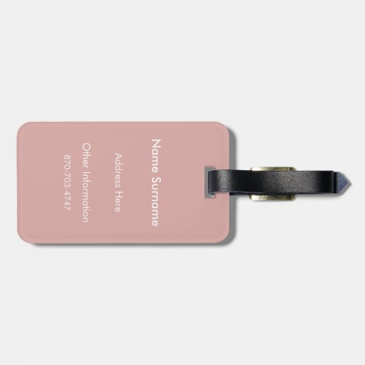 Gepersonaliseerde Roze Monogram Bagage Label (Achterkant horizontaal)