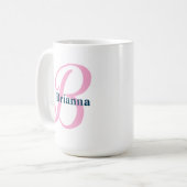 Gepersonaliseerde Roze Monogram Letter B Aangepast Koffiemok (Voorkant links)