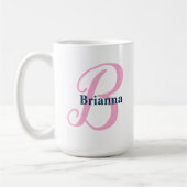 Gepersonaliseerde Roze Monogram Letter B Aangepast Koffiemok (Links)