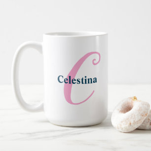 Gepersonaliseerde roze monogram letter C Aangepast Koffiemok