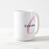 Gepersonaliseerde roze monogram letter C Aangepast Koffiemok (Voorkant rechts)