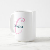 Gepersonaliseerde roze monogram letter C Aangepast Koffiemok (Voorkant links)